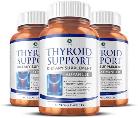 1 Body Thyroid Support Supplement, 90-Day Supply, 3 Pack with B12, Iodine, Zinc, Selenium, Ashwagandha, Vegetarian Formula by 1Body