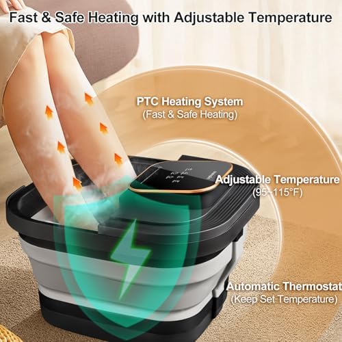 Collapsible Foot Spa Bath with Heat and Massage Roller, Bubble, Temperature Control, Remote Control, Foot Pedicure Kit, Pedicure Foot Spa - Image 3