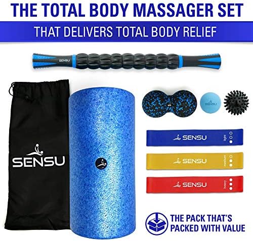 Sensu 9-in-1 Foam Roller Set – Muscle Recovery Set Includes 3 Resistance Bands, Massage Roller Stick, Peanut Ball, Lacrosse Ball, and Spikey Ball - Massage Tools for Deep Tissue & Myofascial Relief - Image 3