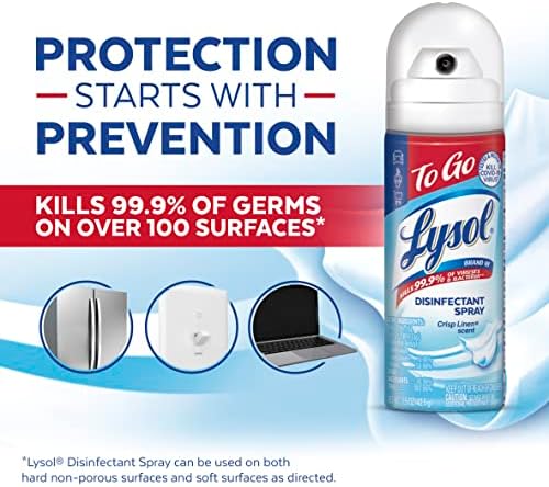 Lysol Disinfectant Spray To Go, Crisp Linen, 1.5 Ounce (Pack of 3) - Image 2