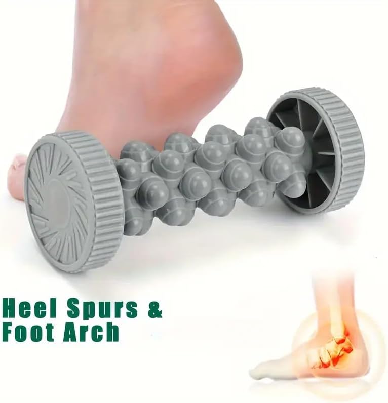Portable Foot Massager Roller - Deep Tissue Muscle Massage for Plantar Fasciitis Relief, Heel & Arch Pain - Reflexology Therapy Tool for Men & Women (Dark Gray) - Image 3