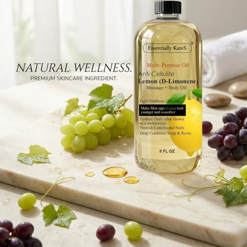 Essentially KateS Lemon (D-Limonene) Massage Lotion Body Oil Multi-Purpose Oil 8 Fl Oz - Cellulite Massage, After-Shower Moisturizer, Hair Scalp Conditioning, and Nail & Cuticles Nourishing - Image 5
