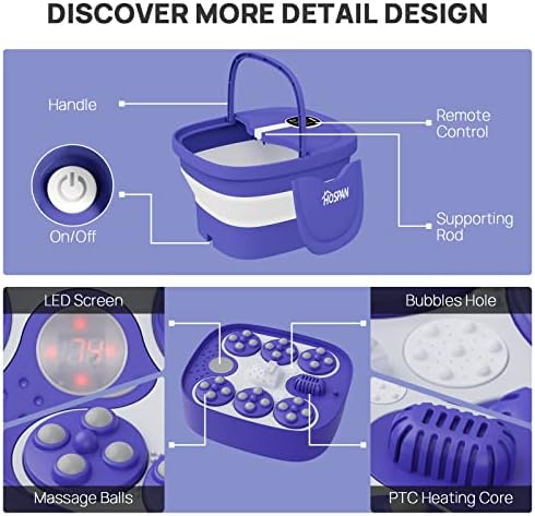 Collapsible Foot Spa Electric Rotary Massage with Heat, Bubble, Remote - Image 5