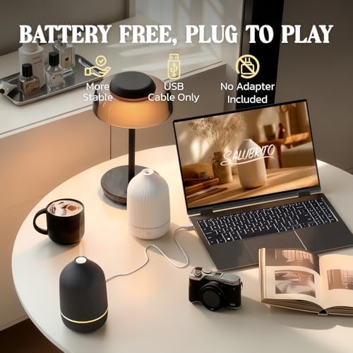 Essential Oil Diffuser, 2Pack, 100ml Aromatherapy Diffuser, Mini Ultrasonic Diffuser for Essential Oil, Home, Office, Cool Mist Humidifier with 7 Led Light, Auto Shut-Off, White & Black - Image 6