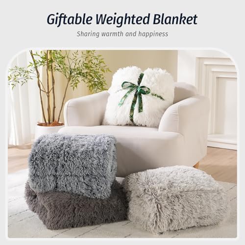 Wemore Weighted Blanket for Adult 80"x87" 15lbs Soft Long Plush Queen White - Image 5