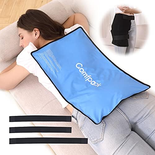 Comfpack XL Ice Pack for Injuries Reusable, 21.7 x 13 Flexible Hot Cold Pack with 3 Straps for Maximum Back and Full Body, Adjustable Cold Pack Wrap for Swelling, Bruises, Muscle Pain, Inflammation by Comfpack