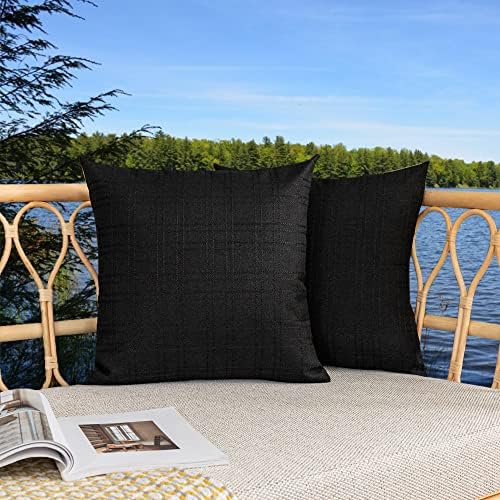 Kevin Textile Outdoor Waterproof 24”x24” Pillow Covers 2 Pack, Black by KevinTextile