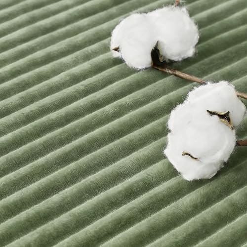 Bnuitland Sage Green Flannel Throw Blanket, 300GSM Super Soft Fleece Stripe Pattern Sofa Blanket for Babys and Kids, Lightweight Cozy Bed Throw for Home Decor All Season - Image 7