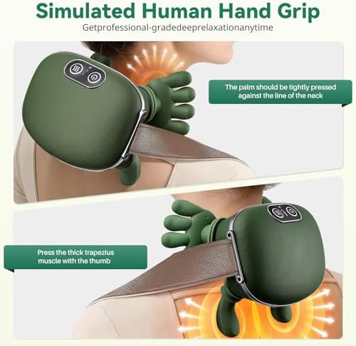Neck and Shoulder Massager - Bionic Heated Massager, Cordless Portable Electric Shiatsu Massager, Deep Tissue 4D Kneading Massage, Simulated Human fingers Design for Pain Relief and Muscle Relax - Image 5