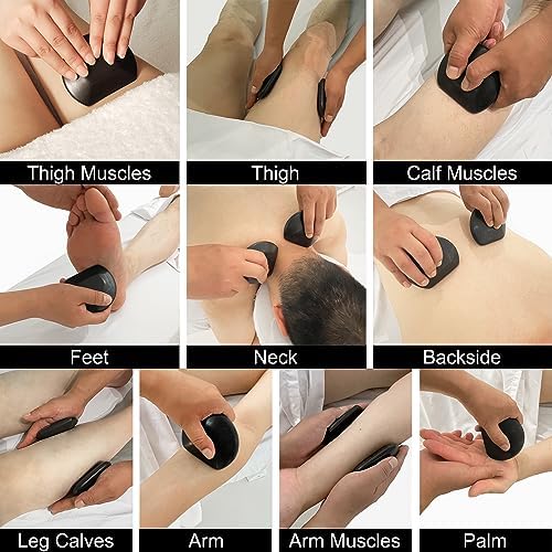Master Massage 2-Piece Large Three Quarter Round Circle Circular Contour Hot Stones Set - Trigger Point and Acupressure Tools-Black Basalt Lava Rock Massage Tool Stones for Stone Massage - Large Size - Image 5