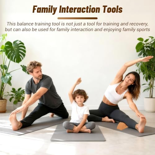 EVERYMATE Cork Balance Board Kit, Foot & Ankle Strengthener with Massage Roller/Ball,Balance Board Half & Half-Moon Ball, for Enhance Mobility & Prevent Falls Improve Foot Function for Home/Office/Gym - Image 4