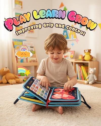 Montessori Busy Book, 8-Page Sensory Activity Toy, Blue - Image 2
