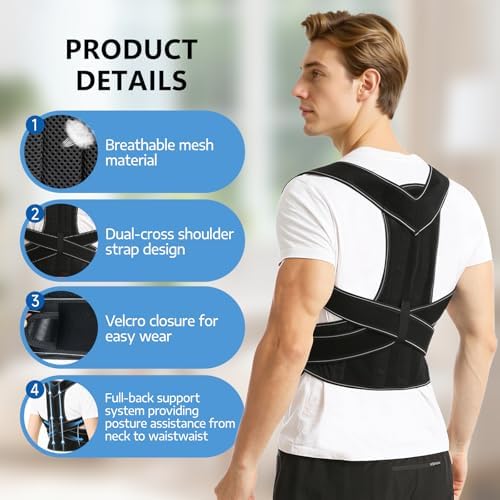 Posture Corrector, Back Posture Corrector for Men and Women, Adjustable Shoulder Back Support, Shoulder Straightener for Scoliosis, Hunchback, Thoracic, Back Pain Relief (S, Black) - Image 6