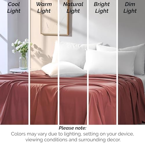 2 Pack Queen Size Flat Sheets Only Microfiber Marsala Terracotta Bed Sheets - Image 6