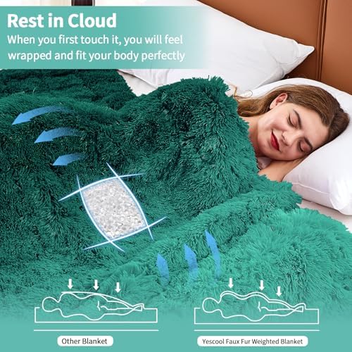 yescool Weighted Blanket for Adults (15 lbs, 60" x 80", Kelly Green) Heavy Blanket for Sleeping Perfect for 140-160 lbs, Queen Size Faux Fur Blanket with Premium Glass Bead, Machine Washable - Image 4