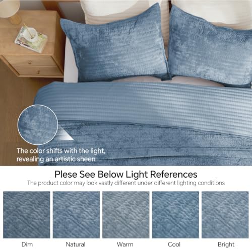 BEDELITE Velvet Quilt Set Queen Size, Luxury Velvet Comforter Bedding - Image 3