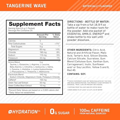 Optimum Nutrition Amino Energy Plus Focus Stick Packs, Tangerine Wave, 25Ct - Image 3