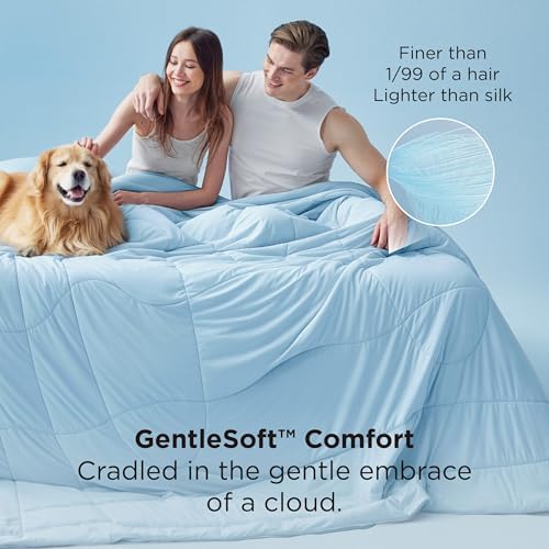 Bedsure Cooling Comforter King Size - Cooling Blankets for Hot Sleepers, Lightweight Comforter for Summer with Dual-Sided Cool Tech, Soft Breathable Cold Blanket for Sleeping, Blue, 102x90 Inches - Image 5
