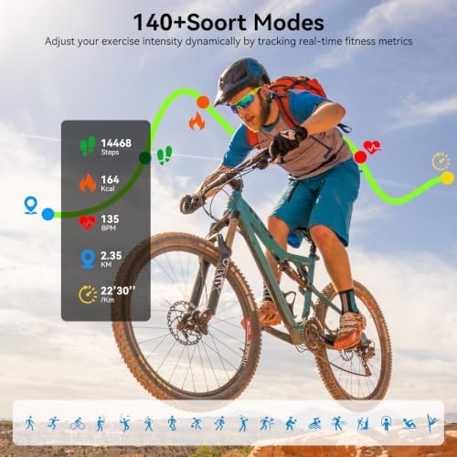 Smart Watch for Men Women, 1.83" HD Touch Screen with Bluetooth Call, IP68 Waterproof, 140+ Sport Modes, Fitness Tracker with Heart Rate & Sleep Monitor, Pedometer, Compatible with Android iPhone - Image 3