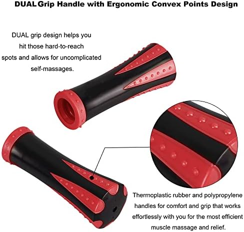 YANSYI Professional 9-Roller Deep Tissue Massage Stick - Portable Muscle Recovery Roller for Athletes, Relieves Post-Workout Soreness & Leg/Back Pain - Portable Physio Tool (Red) - Image 4