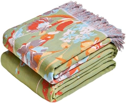 MSGKV Boho Throw Blanket 60"x80" Summer Cotton Butterfly Floral Blanket by MSGKVHomeTextiles