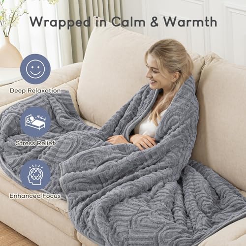 Cottonblue Jacquard Weighted Blanket for Adults Queen Size 15 lbs 60"x80" - Image 5