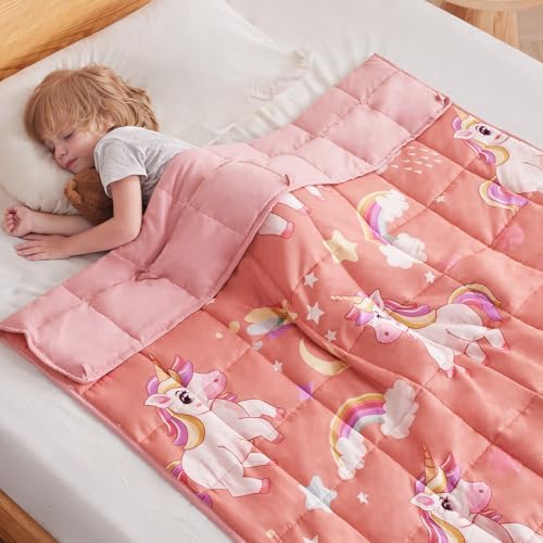 anfie Weighted Blanket(36"x48" 3lbs) Weighted Blanket Cooling Blanket for Resting,Throw Size Breathable Blanket with Premium Glass Bead(Red Unicorn) by anfie
