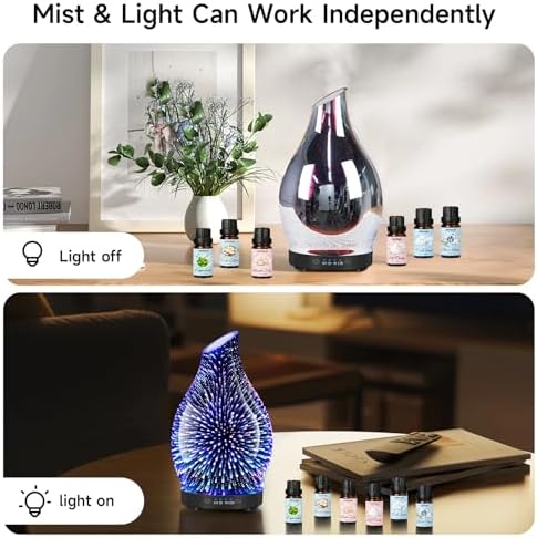 Glass Essential Oil Diffuser for Home, 120ML, 7 Color Lights - Image 2