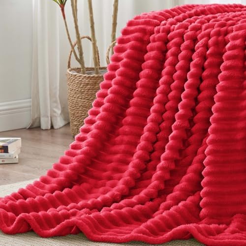 BEDELITE Ribbe Blankets Queen Size for Bed, Red, 90"x90" - Image 6