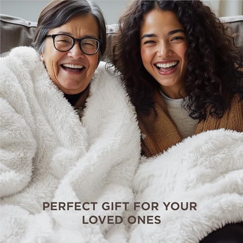Bedsure Faux Fur Fluffy Fleece Sherpa Blanket Couch Throw White 50"x60" - Image 6
