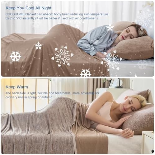 CHOSHOME Cooling Blanket for Hot Sleepers Lightweight Summer Cold Thin Blankets for Sleeping, Hot Flashes Night Sweats, Soft Blanket for Bed, Throw Size, Brown - Image 2