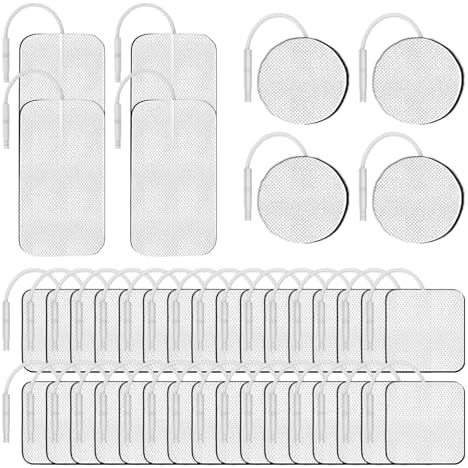 40PCS TENS Unit Replacement Pads, Electrode Pads with Self-Stick Performance and Non-Irritating, Compatible with TENS Use 2mm Pin Connector Such as AUVON TENS, TENS 7000, Etekcity, Nicwell Care Tens by KRLCARE