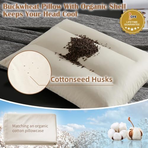 Buckwheat Pillow with Baffle Box- Adjustable Height Reduce Neck Pain - Image 6