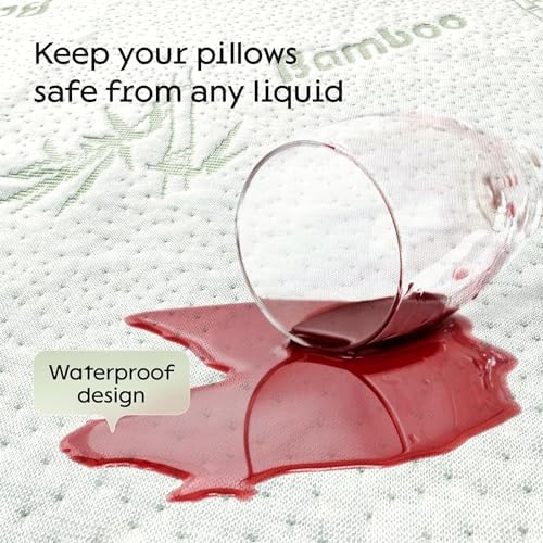 100% Waterproof Pillow Protectors Queen 20x30 Pair Zippered Pillow Case, Pillow Cover, Guaranteed Noiseless Pad, Ultra Plush Absorbent (Viscose Made from Bamboo), Green 2 Pack - Image 6