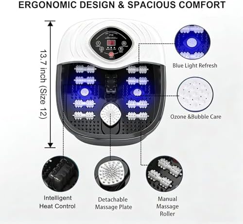 Foot Spa Bath Massager with Heat, UV Ozone & Oxygen Bubbles, Shiatsu Rollers Epsom Salt Temperature Control, Relieves Stress and Feet Pain - Home Pedicure Soaking Tub Gift for Women/Men - Image 6