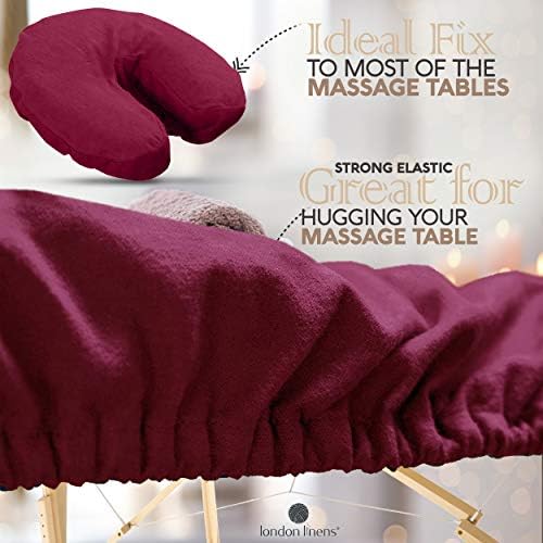 London Linens Extra Thick 3 Piece Set Massage Table Sheets Set - 100% Natural Cotton Flannel - Includes Massage Table Cover, Massage Fitted Sheet, and Massage Face Rest Cover (Burgundy) - Image 5