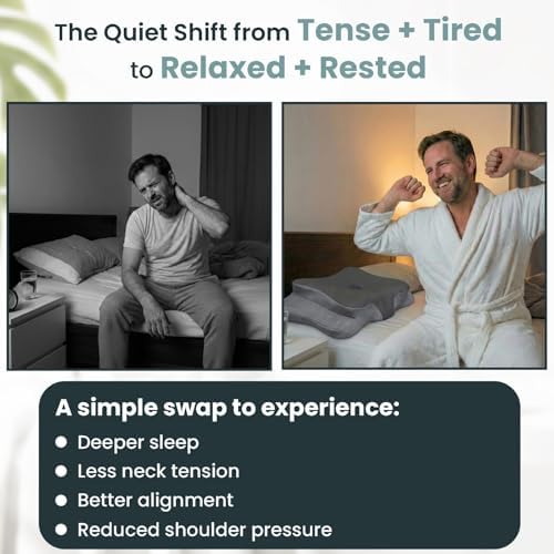 Ergonomic Cervical Neck Pillow for Sleeping – Cooling Memory Foam Cervical Pillow for Side Sleepers and Back Sleepers – Contour Neck Support (Dark Grey, Cooling) - Image 3