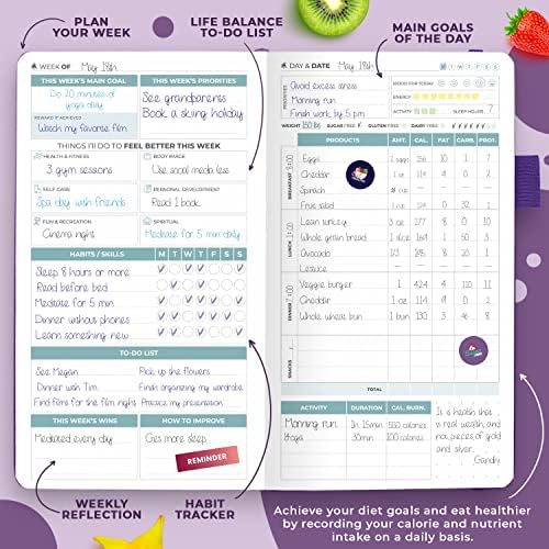 Clever Fox Wellness Planner & Food Journal Small Purple - Image 4