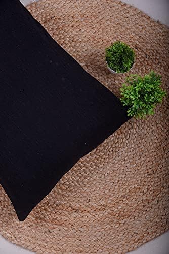Trade Star Handloomed Throw Pillow case 100% Cotton Pillow Cover Mudcloth Bedding Cushion Case Boho Accent Cushion Case Modern Farmhouse Décor (Black Solid 12X24 INCHES) - Image 2