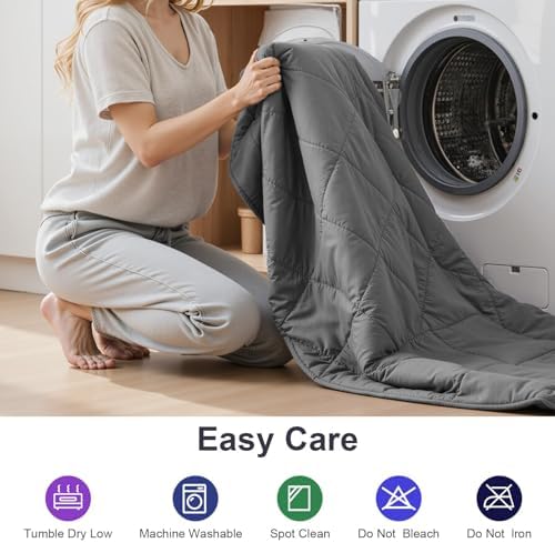 Weighted Blanket for Adults - 5lbs 41"x60" Cooling Heavy Throw for 60-80lbs with Premium Glass Beads - Soft Thick Big Blankets for All-Season Sleeping Comfort Breathable（Grey） - Image 6