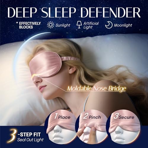 OLESILK Silk Sleep Mask Eye Mask Blindfold with Double Layer Silk Filling and Elastic Strap for Full Night's Sleep, Travel and Nap, Soft Eye Cover Eyeshade with Luxury Bag and Ear Plugs, Red - Image 3