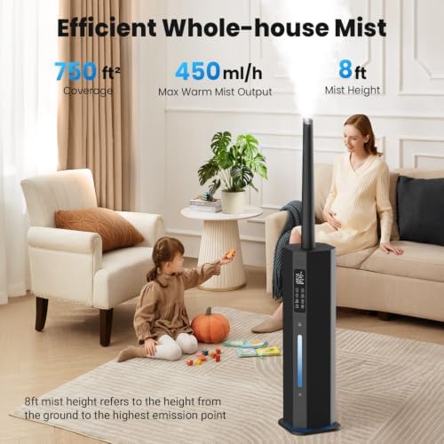 Humidifier for Large Room, 2.38Gal Cool & Warm Mist,Top Fill, 60H - Image 5