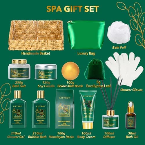 Eucalyptus Spa Gifts Set, 15Pcs Premium Spa Gift Baskets for Women & Men - Image 3