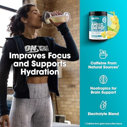 Optimum Nutrition Amino Energy Powder Plus Focus, Tropical Lemonade, 9.5 Oz - Image 4