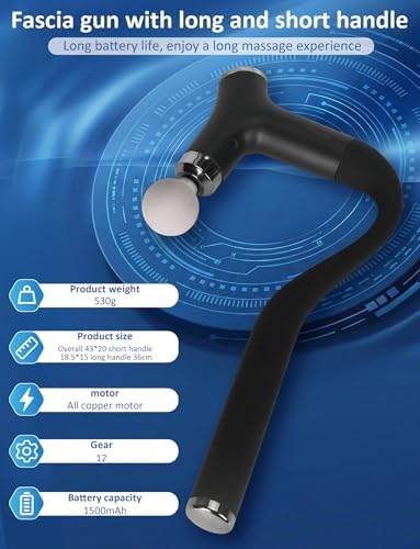 GDLKPS Massage Gun Deep Tissue,Ergonomic Extension 2-in-1 Detachable Handle Back Massager.Handheld Electric Percussion Muscle Massager for Shoulder, Thigh, Waist & Neck。 - Image 5