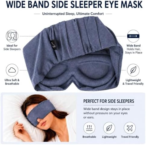ALASKA BEAR Sleep Eye Mask for Back and Side Sleepers, Women Men, Navy Gray - Image 2