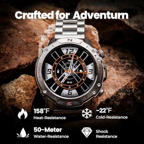 Silver Smart Watch for Men, 1.43" AMOLED,5ATM Waterproof,170+ Sports Modes - Image 2