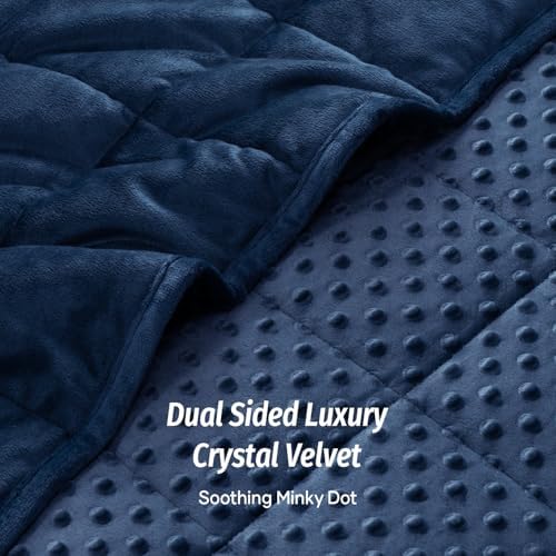 Wemore Weighted Blanket for Adults 15 lbs Queen Size 60"x80" Navy Blue - Image 2