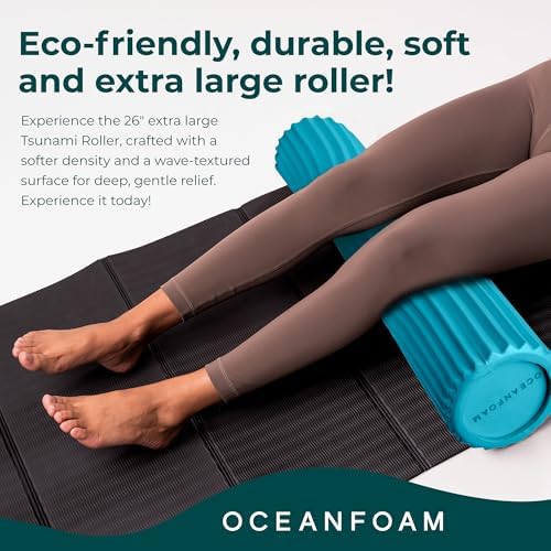Oceanfoam Tsunami Roller (Miami Blue) - Extra-Large, 26" x 5.9" - Soft, Textured Foam Roller for Physical Therapy, Back Pain, Exercise & Stretching - Wave Textured - Yoga, Athletics, & Wellness - Image 5