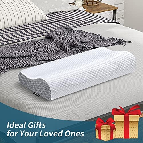 Neck Pillow Memory Foam for Pain Relief Bed Pillow for Sleeping, Ergonomic Orthopedic Cervical for Neck and Shoulder Pain, Side Back Stomach Sleeper(White&Grey) - Image 7